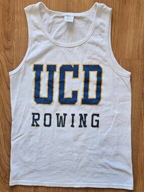 Never worn! Men's white UCD Rowing cotton tank top - size Small